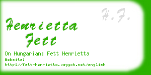 henrietta fett business card